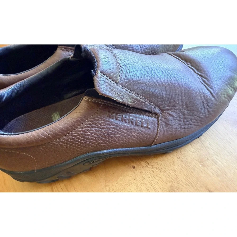 Merrell Jungle Moc Brown Leather Slip On Casual Walking Shoes Mens 10.5 J63863